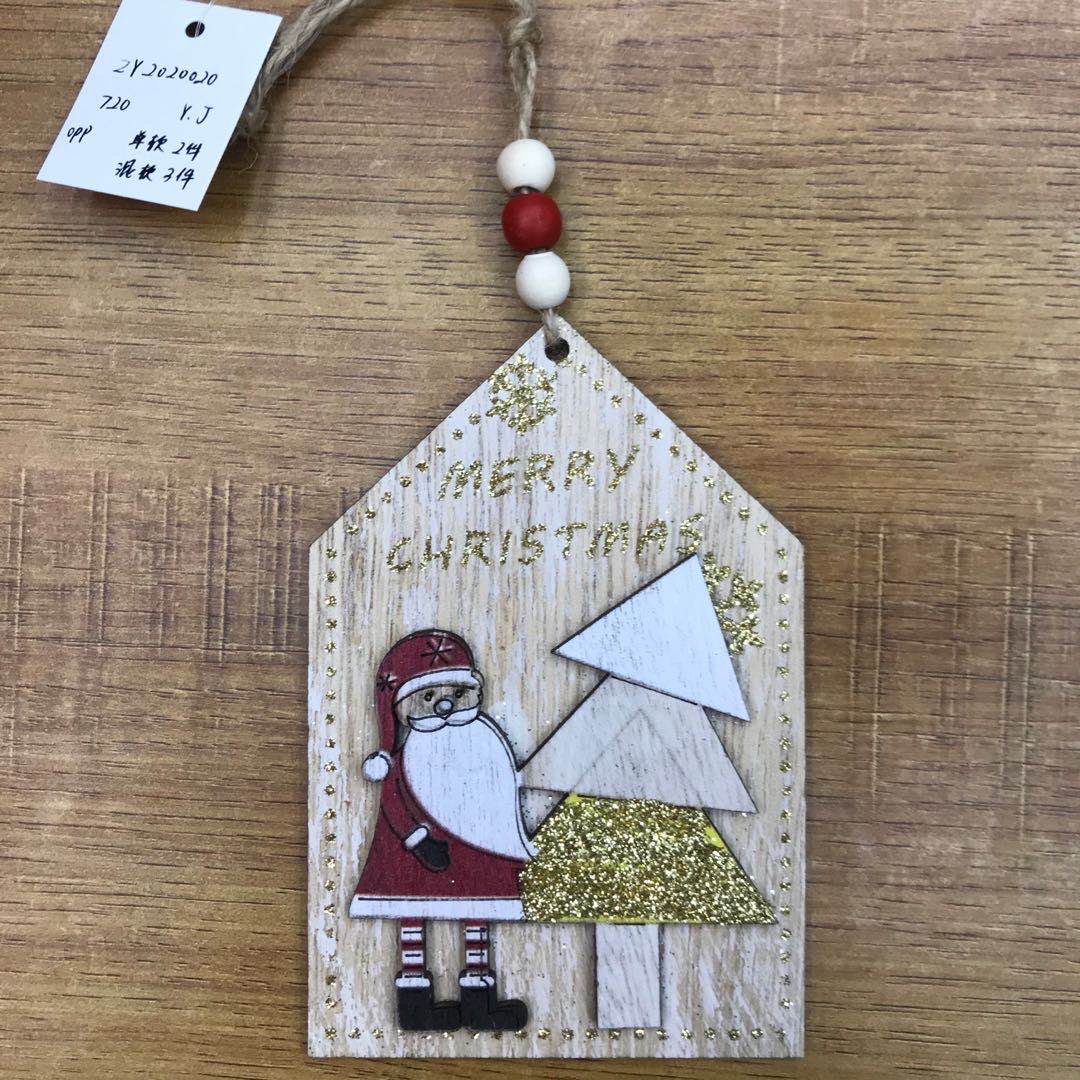 Christmas supplies Christmas ornaments wood Christmas pendant sequins Santa Claus