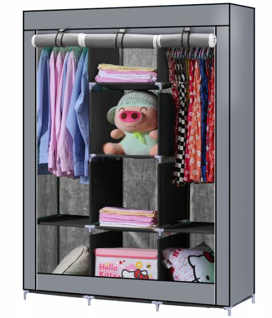 Wardrobe Simple Cloth Wardrobe Modern Simple Steel Pipe Oxford Fabric Single Dormitory Rental Room With Hanging Wardrobe Model88130