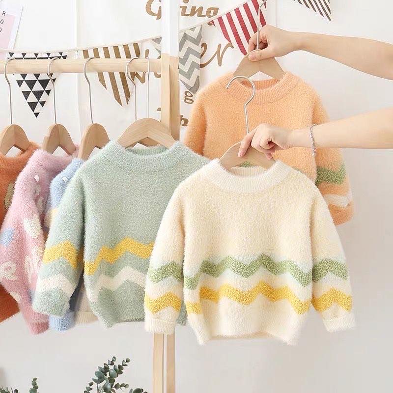 Girl's sweater new autumn/winter outfit Mink down middle and young children's style children's outfit boy children baby thick sweater thumbnail