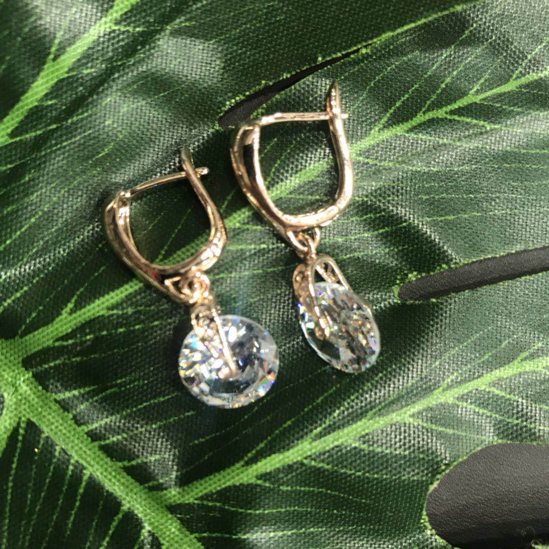 Fashion round zircon earrings web celebrity style simple long earrings thumbnail