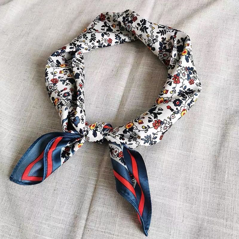 Casual All Fashion Korean Silk Scarf Small Floral Square Scarf details Picture