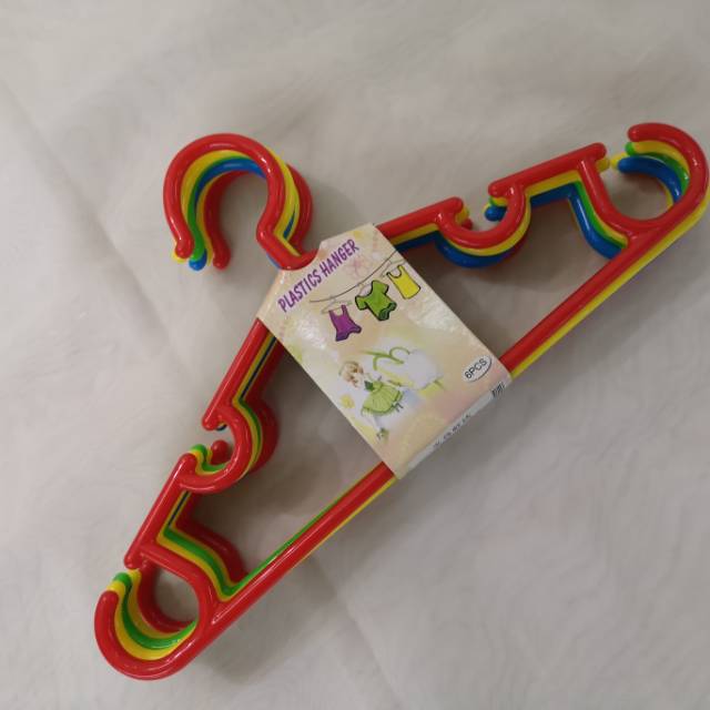 厂家直销塑料衣架儿童衣架卡通衣架可爱衣架塑料衣撑彩色衣架6个装