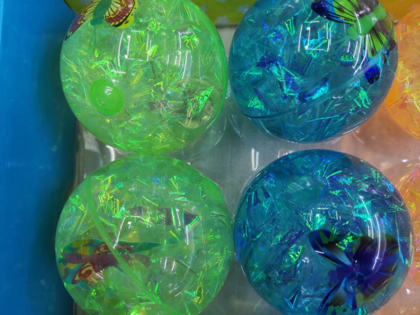 65MM colored fabric butterfly glittering elastic water ball details Picture