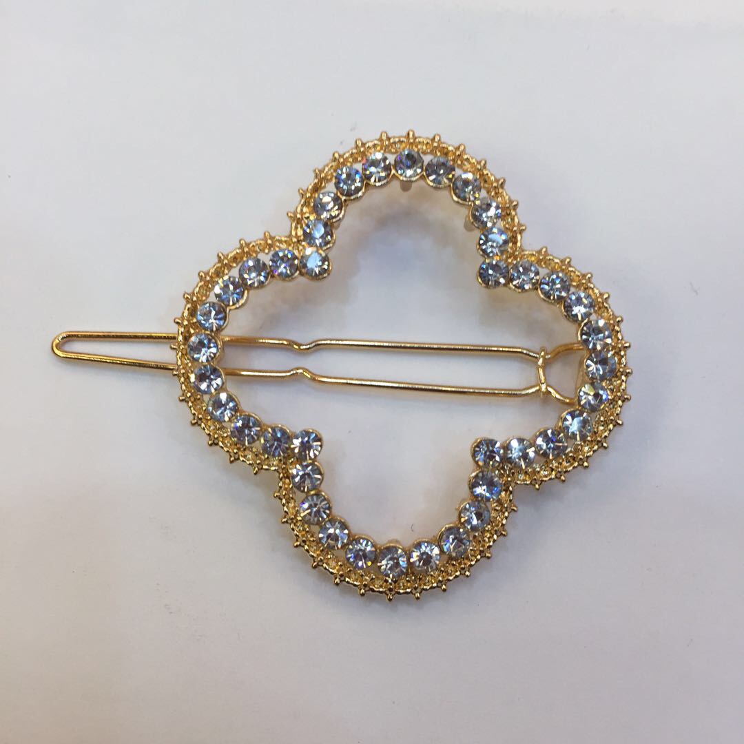 Diamond girl hairpin web celebrity headwear bangs clip four-leaf clover thumbnail