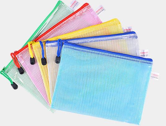 资料袋收纳袋网格拉链文件袋票据袋