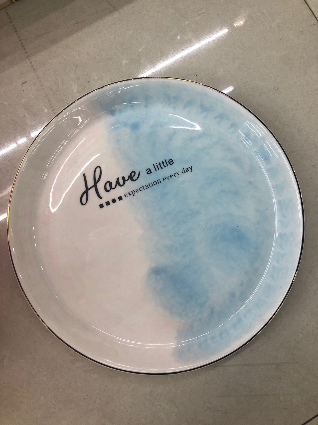 Gradient effect, noble and elegant color, gold-rimmed pure ceramic round tableware