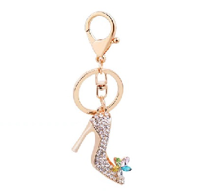 Xinwen accessories, car keychains, women's Korean creative and cute water diamond crystal high heels, key chains, rings, bags, pendants and accessories details Picture