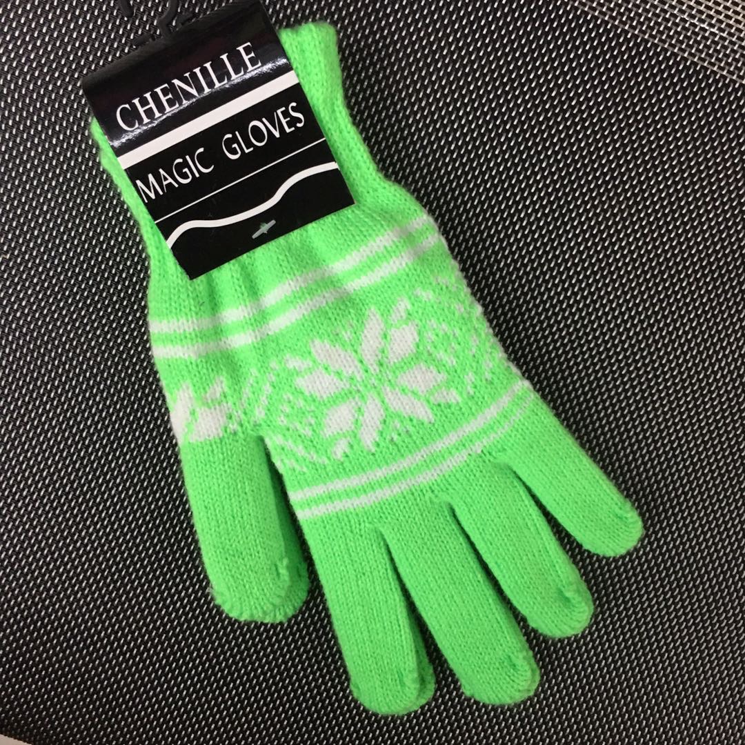Winter women's warm outdoor plush gloves, monochrome winter warm plush jacquard gloves