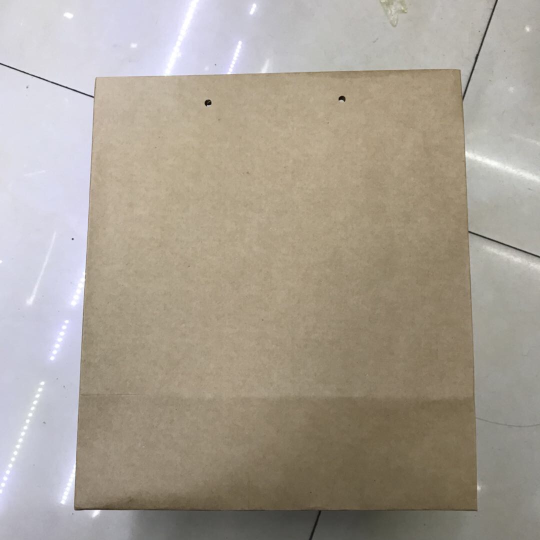 牛皮纸外卖打包纸盒立体可穿绳厂家直销可定制