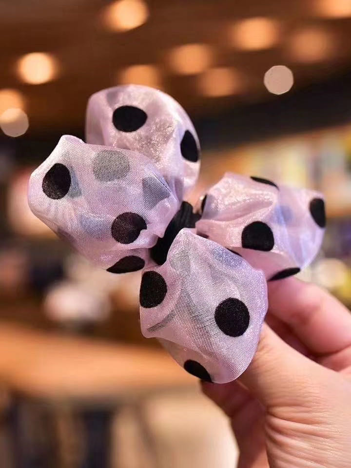 韩国儿童发饰波点泡泡纱蝴蝶结发绳女童发圈女孩头绳宝宝皮筋头花细节图