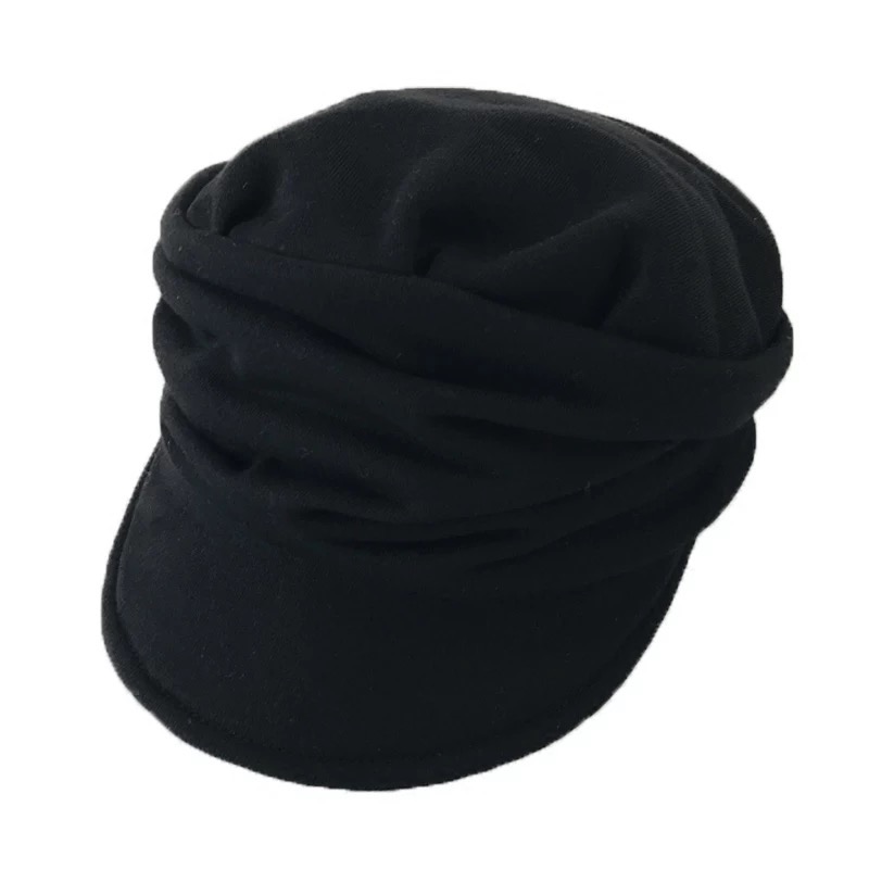 韩版秋冬平顶褶皱鸭舌帽休闲百搭黑色八角帽软帽沿显脸小帽子女潮