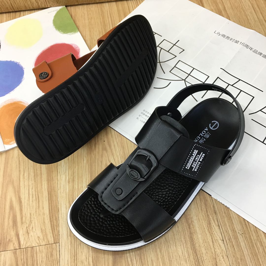 Casual Cowhide Sandals Men's Leather details Picture