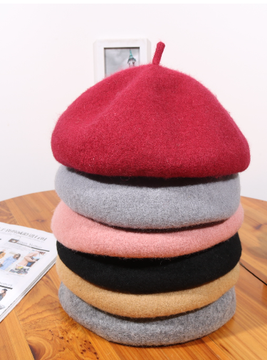 2018 New Beret Hat Korean Version Cashmere Double Layer Painter Hat Autumn Winter Ladies All Up Bud Hat Casual Hat details Picture