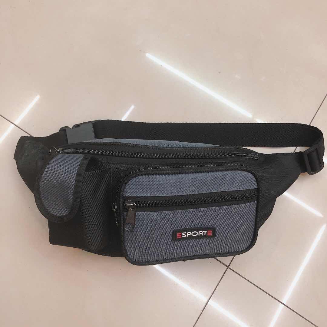 Black waist bag, casual crossbody bag, Korean-style men's bag, fashionable sporty small backpack, trendy men's bag