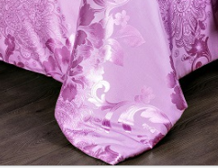 高档欧式玫红贡缎提花全棉四件套纯棉床单被套产品图