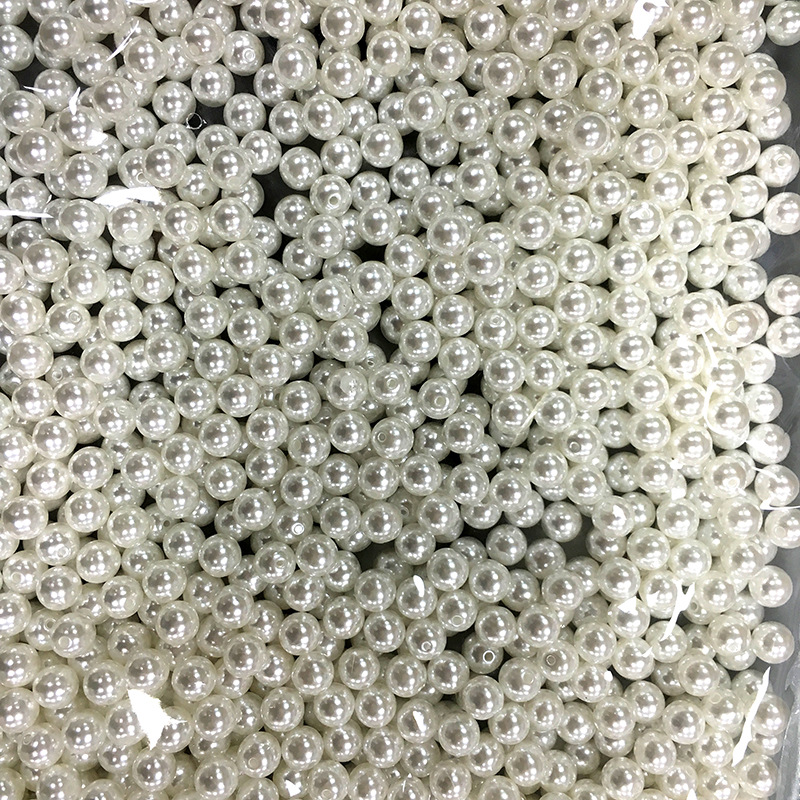 We supply ABS imitation pearl beige pure white perforated pearl jewelry, clothing accessories, and straight-hole pearl parts without holes
