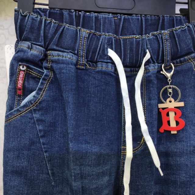 字母挂链深蓝男士棉布休闲鞋产品图