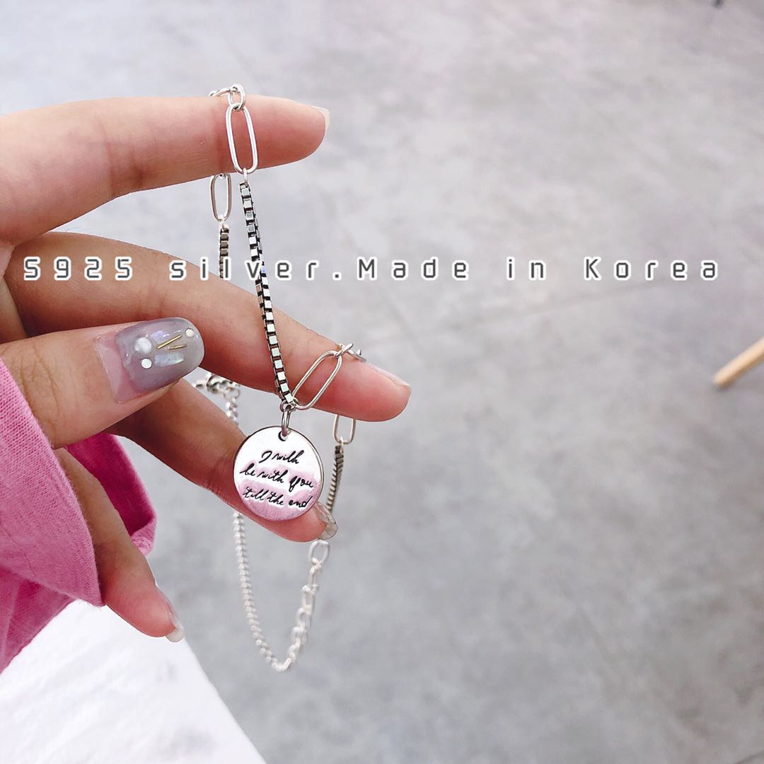 Fashionable minimalist pendant necklace, collarbone chain, Korean version pure silver, high-end, individual, elegant and versatile accessory