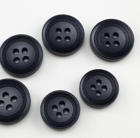 Resin Button Environmentally Friendly Black Four Eyes Wide Edge Fine Edge Uniform Button