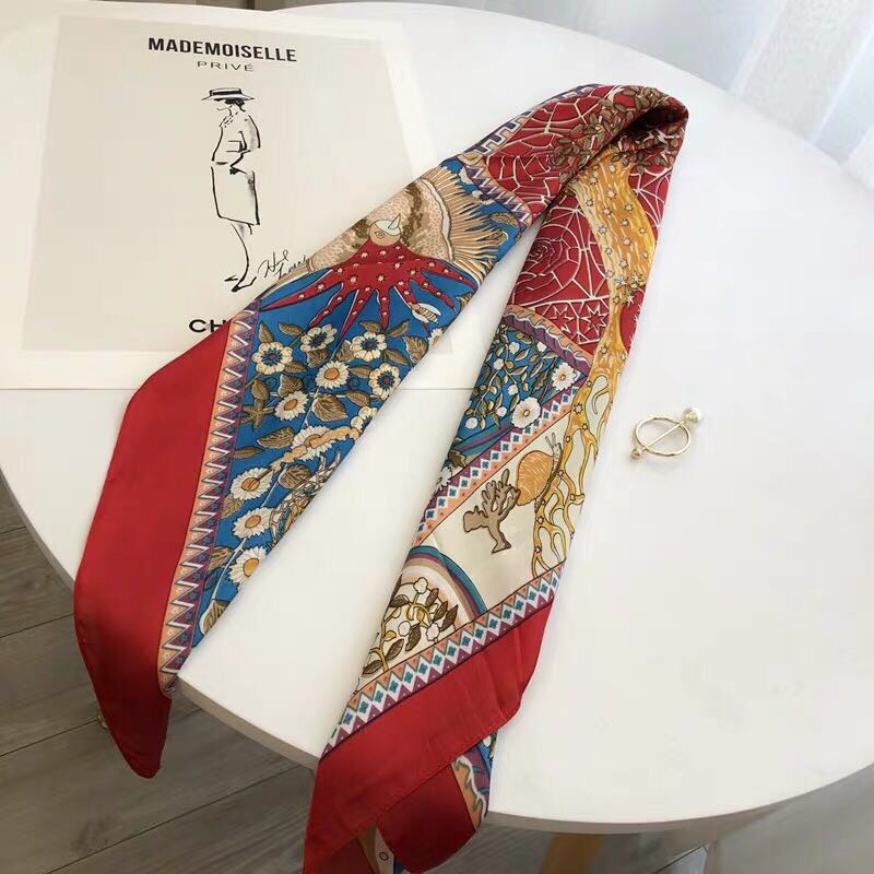 New Tree Of Life Silk Satin Scarf For Spring And Fall Specification drawing