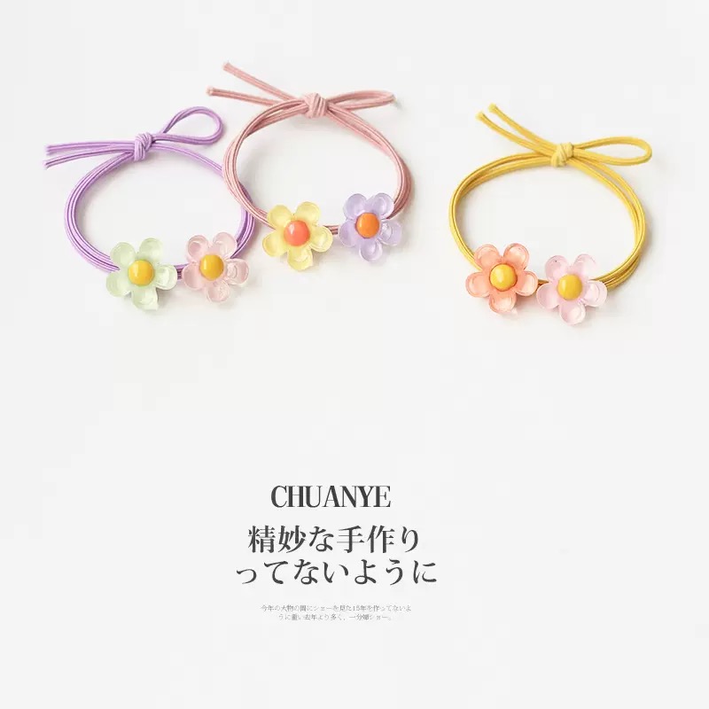 Zitong Jewelry Zitong Jewelry Korea And South Korea Hairband Cute Flower Ponytail Hair Rope Ins Net Red Head Rope Tie Hair Hair Rope Cute Girl Korean Version Sweet Temperament Simple Fresh Hair Rope Hair Rope Leather Band Cartoon Pearl Hair Rope details Picture