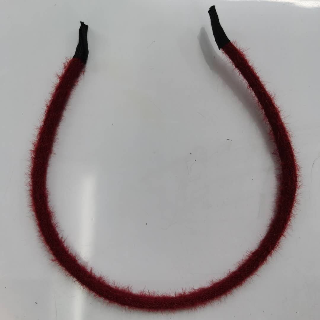 The Korean Version Of Fashion And Chic Women's Headband Plush Burgundy Alloy Head Buckle details Picture