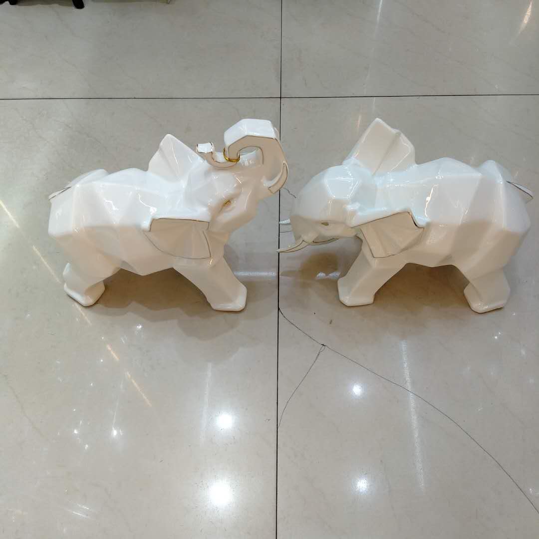 Small elephant household decoration with white gold set interior living room knick-knacks 33047