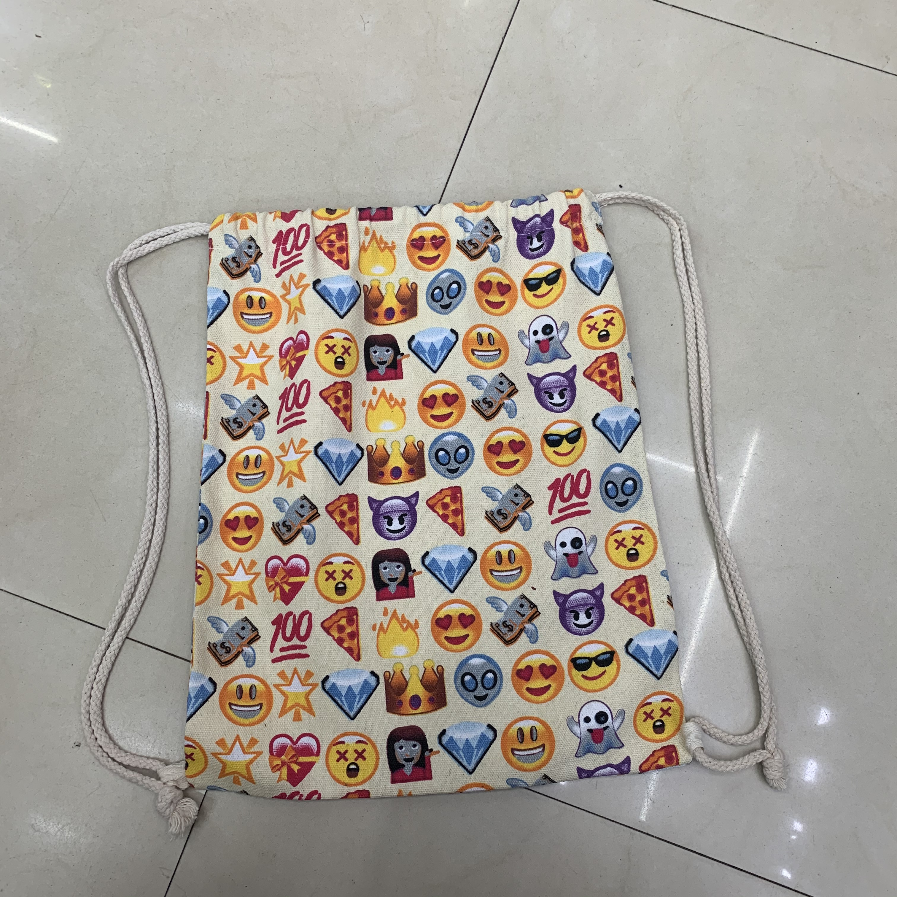 ins帆布包双肩包女旅游休闲可爱民族小背包学生书包束口袋抽绳图