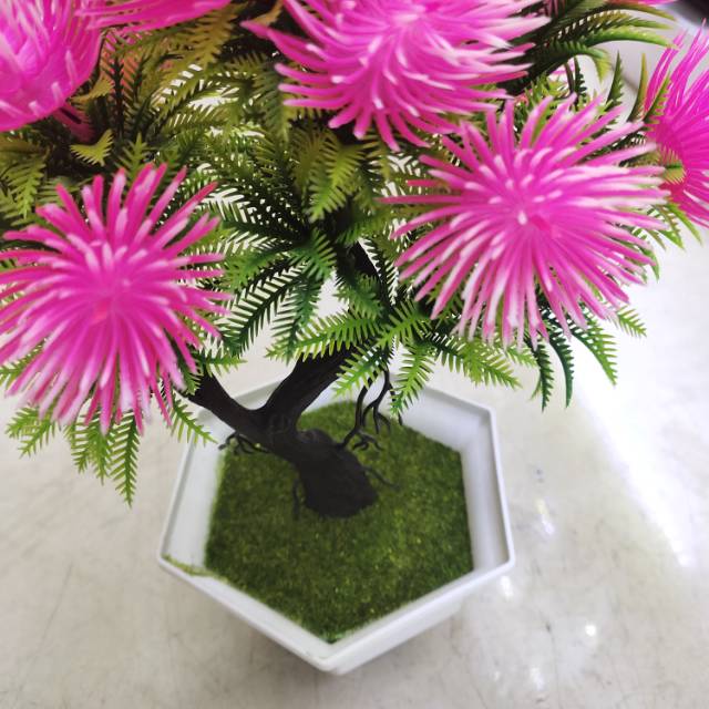 Artificial plant potted plant pine needles fake flowers indoor office decoration thumbnail