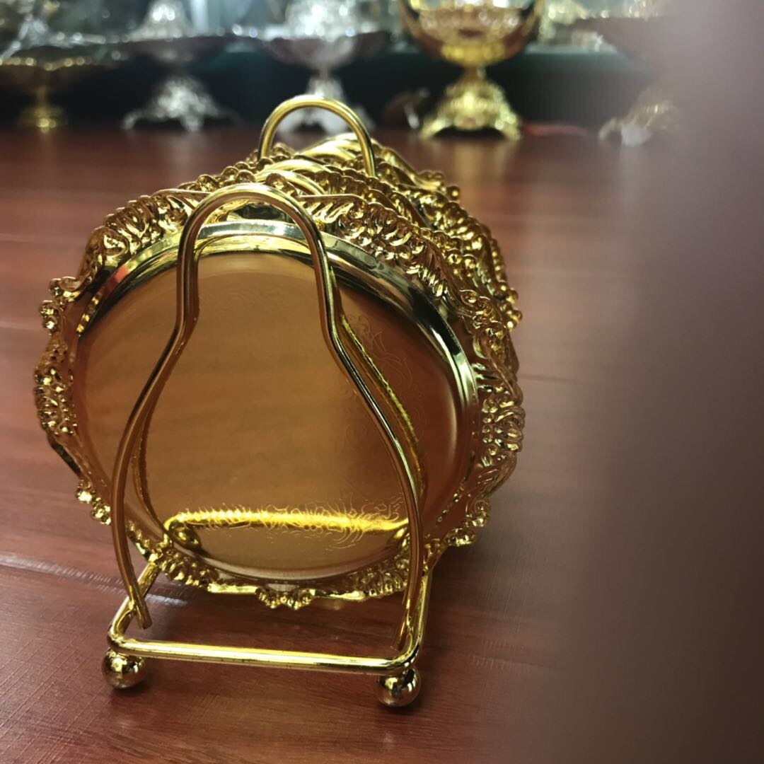 Vintage Metal Relief Tray Ins Decorative Tray Teacup Holder Jewelry Storage Tray Snack Cake Tray Specification drawing