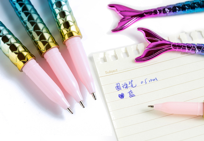 Creative stationery: Cute student pens, mermaid pens, bullet point pens, ballpoint pens, signature pens, imitation needle gel pens, fountain pens details Picture