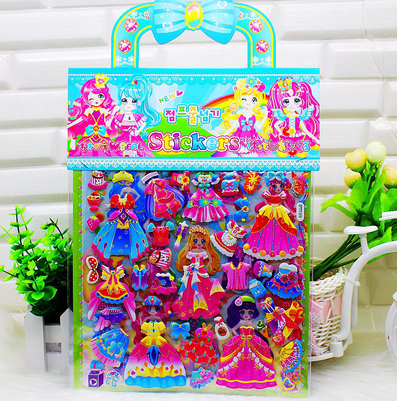 Xiaolingtong Paper handicrafts Creative Gifts Creative Stickers EF777 Double-layer hand-held gilded dress-up Three-dimensional Bubble stickers