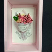 创意手工干花粉色花束贺卡礼盒送老师女友节日礼物家居摆件