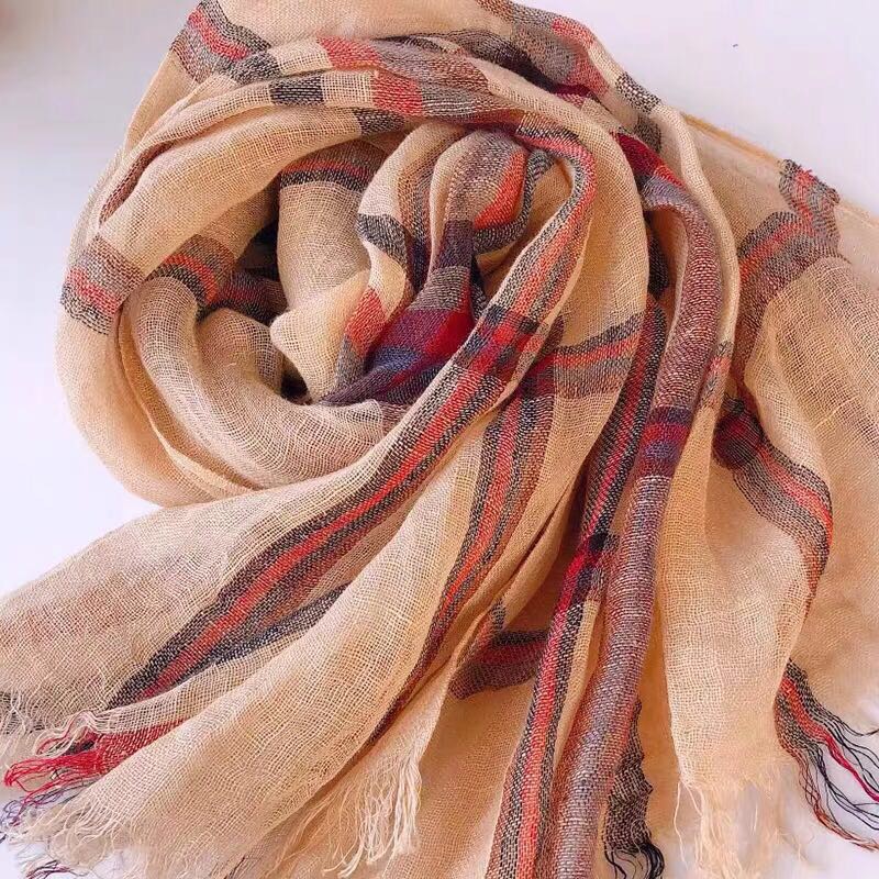 Thin Spring And Autumn New Camel Color Large Plaid Linen Literary Scarf Shawl Dual Purpose Silk Scarf Specification drawing