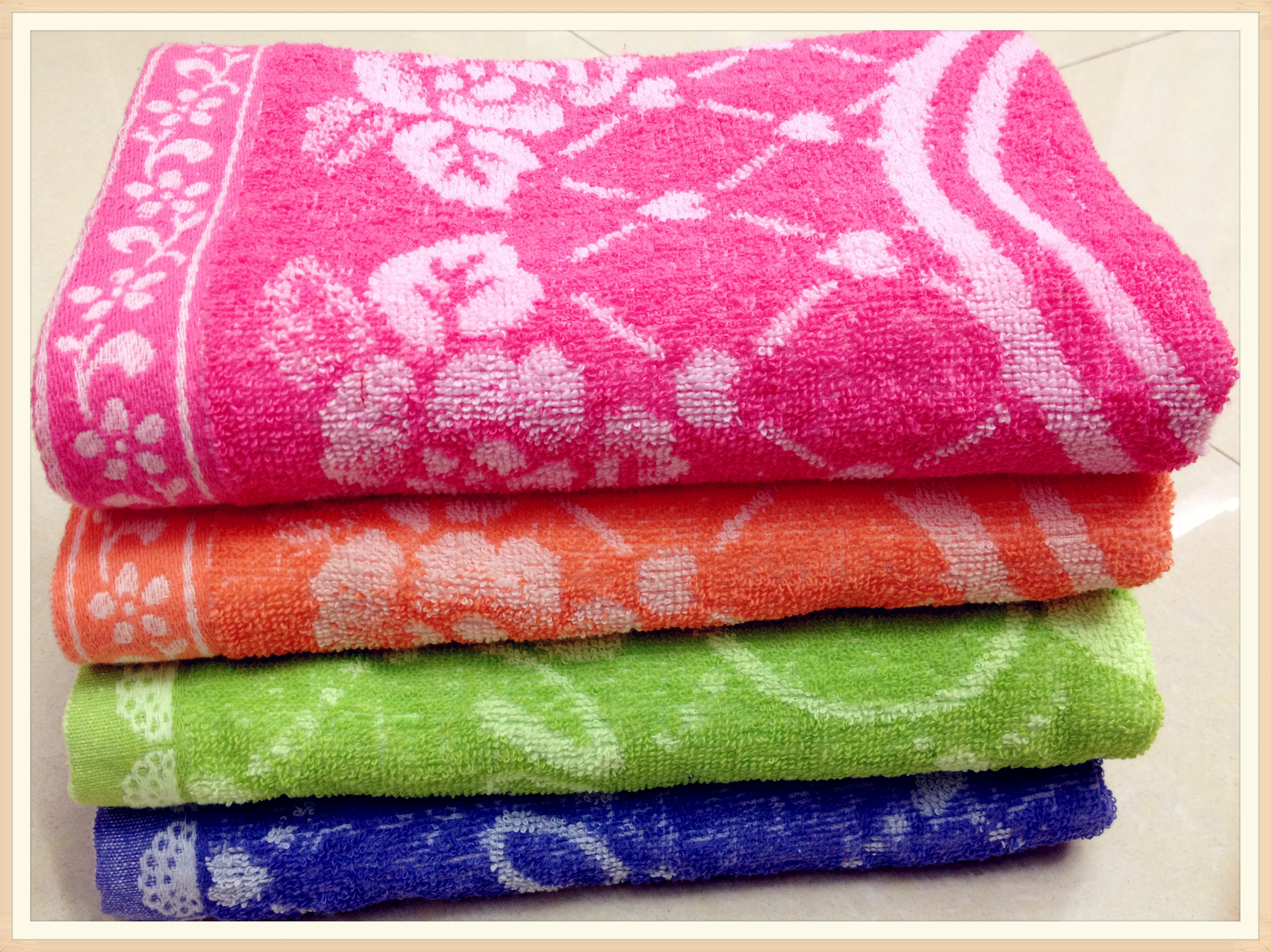 Colored wool flower bath towels, pure cotton plain jacquard striped towels, supermarket daily gift towels, wholesale and customization log