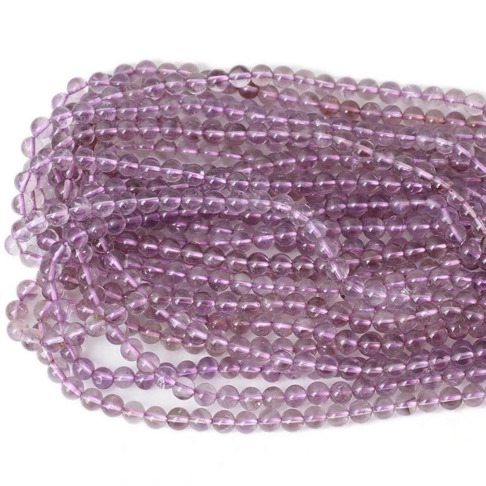 4.5mm天然巴西进口透明紫晶紫水晶散珠子半成品 diy手链手串材料