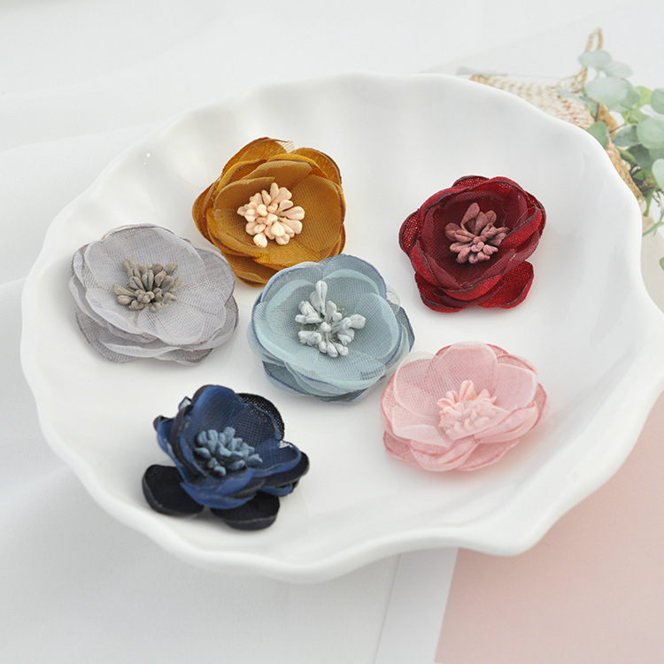 Diy hairpin accessories Hair accessories hand-ironed stamen cloth art flower material mesh cotton and linen thumbnail