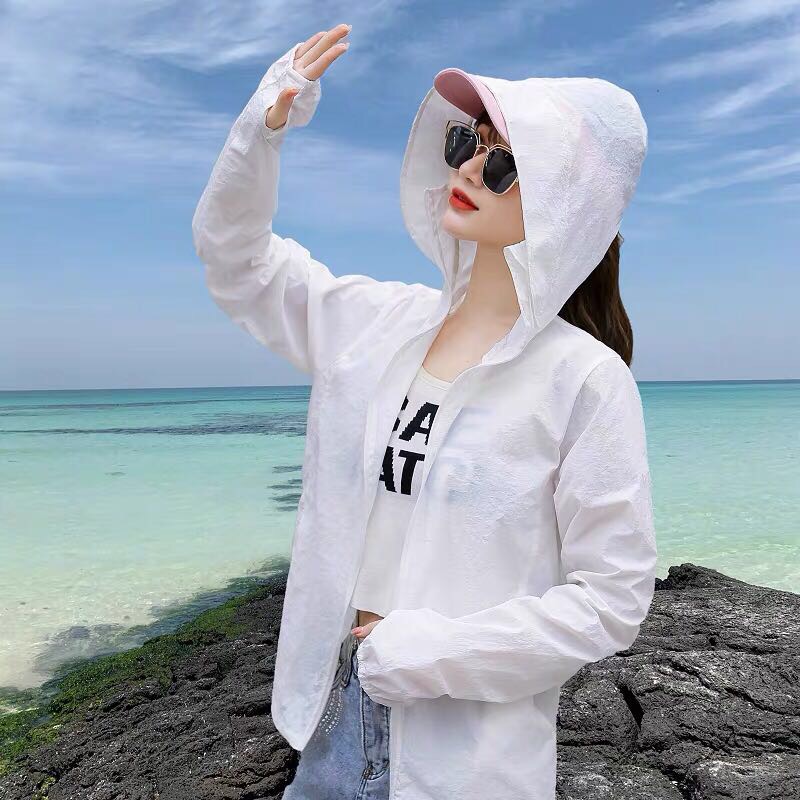 Sunblock women's long sleeve summer uv protection breathable new short sunblock jacket loose thin sunblock shirt