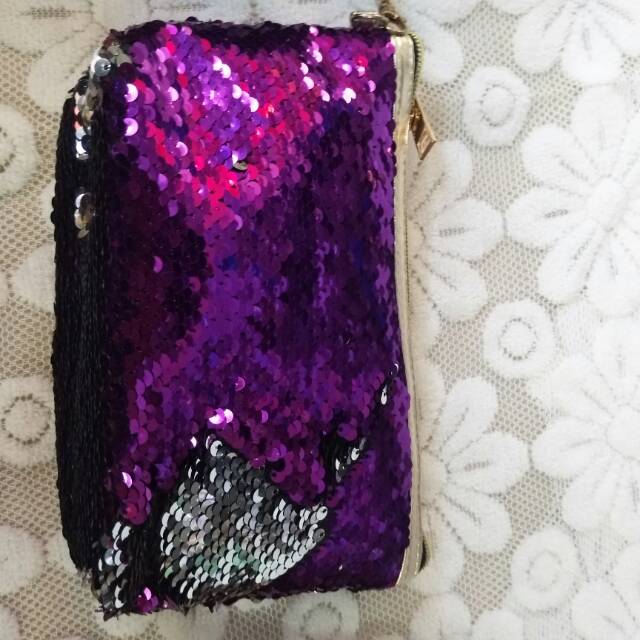 彩色亮片手拿包大容量女士化妆包时尚手提包收纳包零钱包