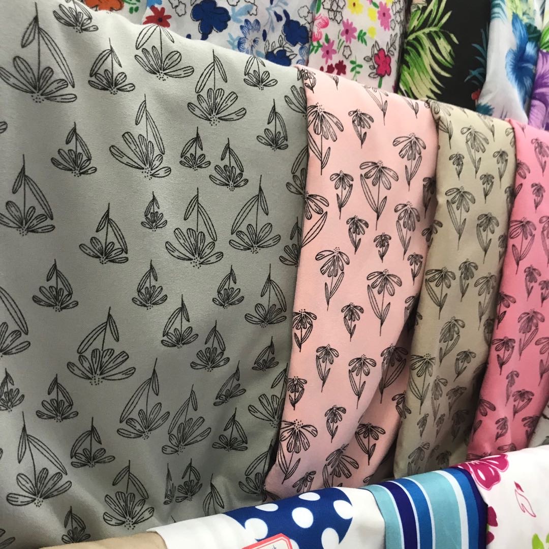 Ground Green Printed Fabric In Stock