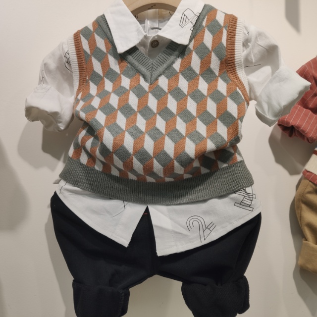 Baby vest, autumn collection, boys' knitted vest, woolen coat, trendy children's wear