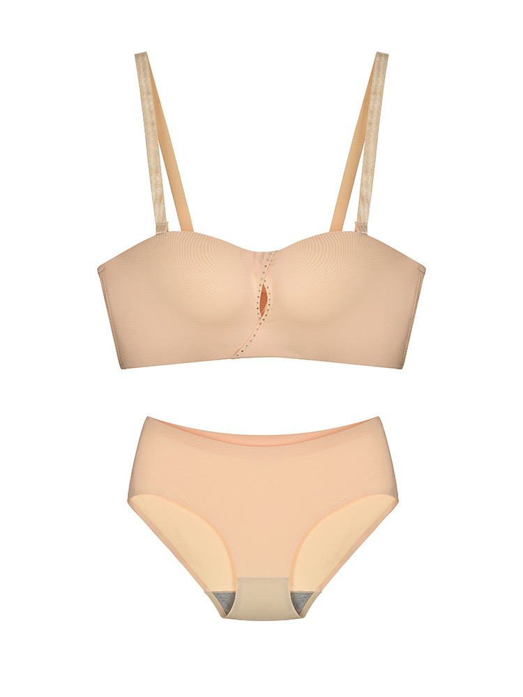 夏季新品无肩带美背内衣女聚拢防滑无钢圈胸罩性感收副乳文胸