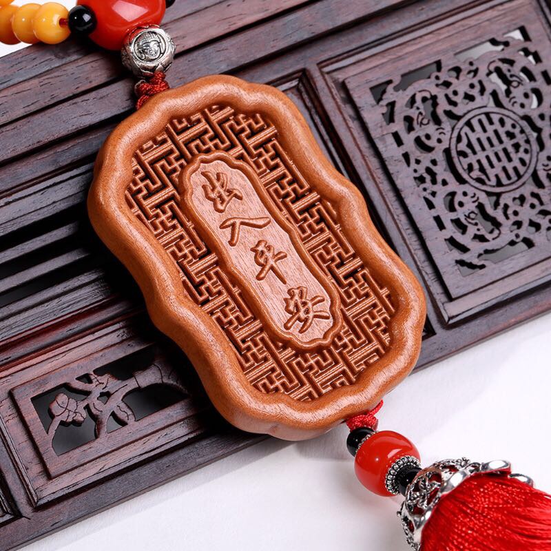 Auspicious ethnic style natural peach wood jewelry, zodiac guardian deity, zodiac Buddha, car pendant details Picture