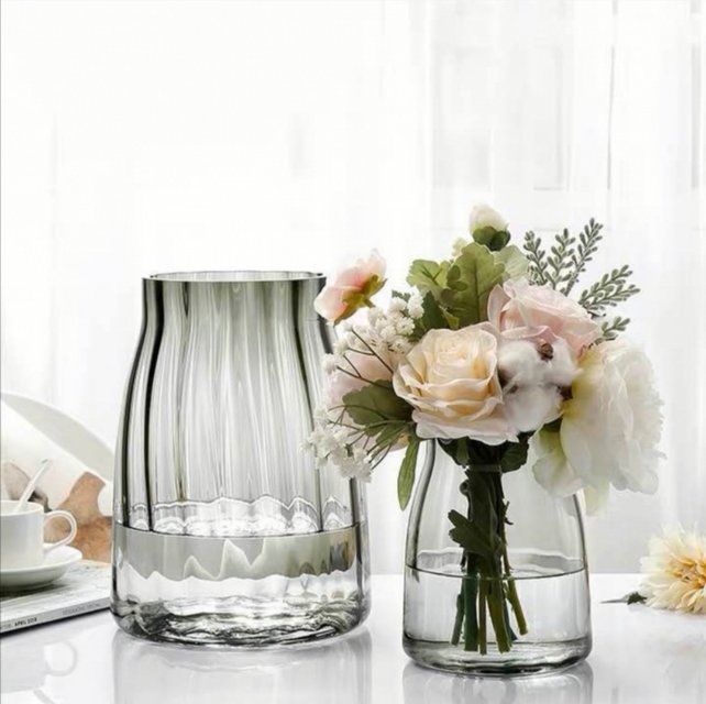Nordic-style simple hand-painted gold-edged transparent glass vases, creative decorative items, vase factory direct sales and wholesale details Picture