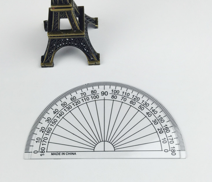 塑料半圆量角尺 10cm 4英寸180度量角器学生尺子细节图