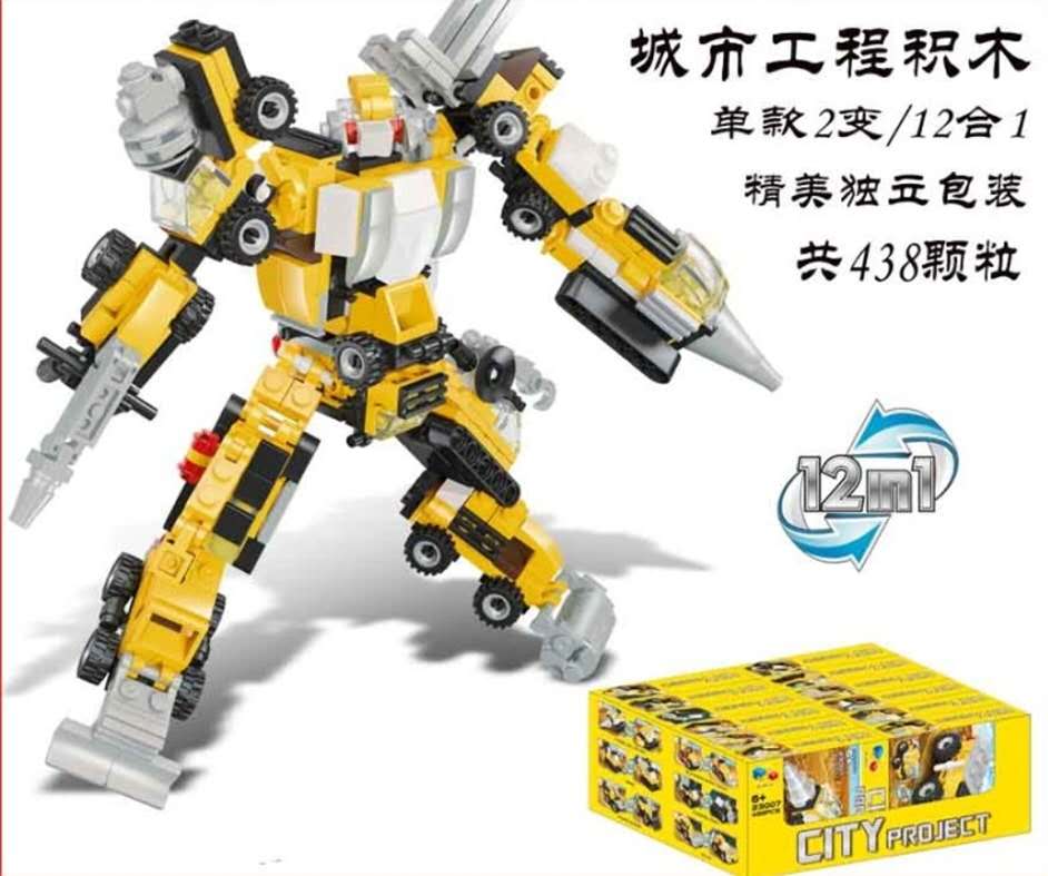 New product 2 change 12 combine 1 city project assemble car puzzle toy DIY plastic children's blocks thumbnail
