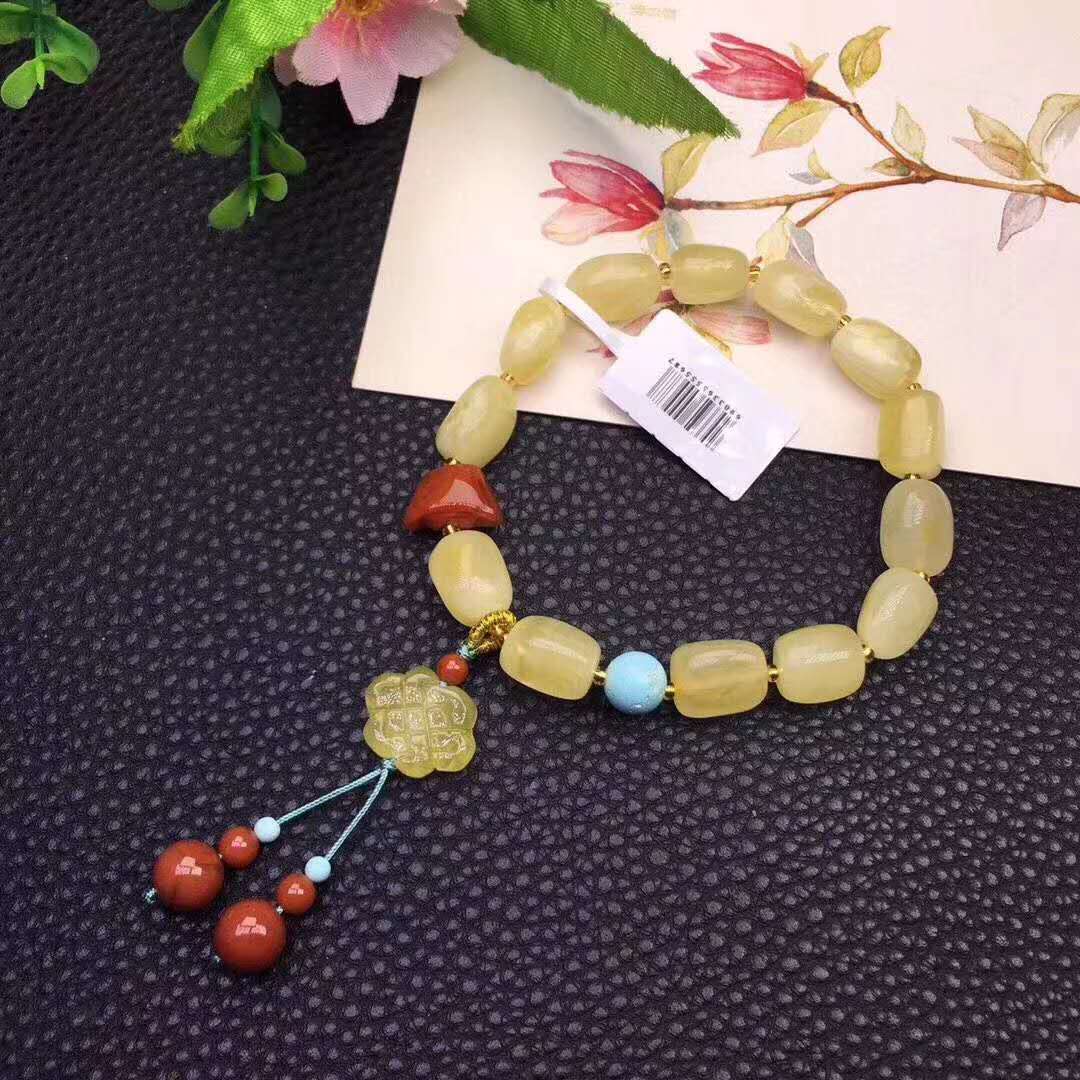 Popular But Beeswax Accompanied Diy Bracelet National Wind Bracelet Natural Jade details Picture