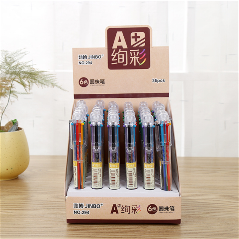 Fang lei papelería oficina cultura instrumentos de escritura jinbo creativo pulsando bolígrafo de 6 colores artículos de papelería para estudiantes hermoso y elegante