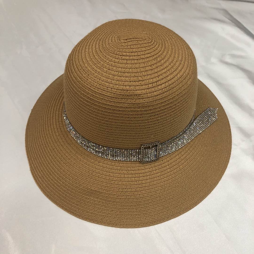 French Retro Hepburn Hat Elegant Style Pot Lid Straw Hat Female Summer Big Rim Holiday Beach Hat Black Sun Block Straw Hat