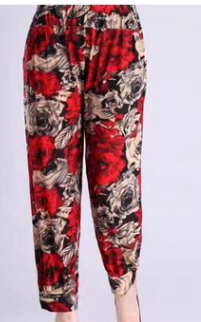 夏季中老年女装九分裤妈妈装休闲裤碎花女士小脚裤